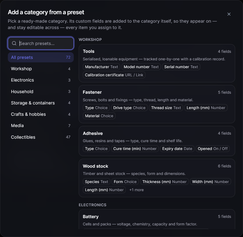 Gubbins: Item Presets